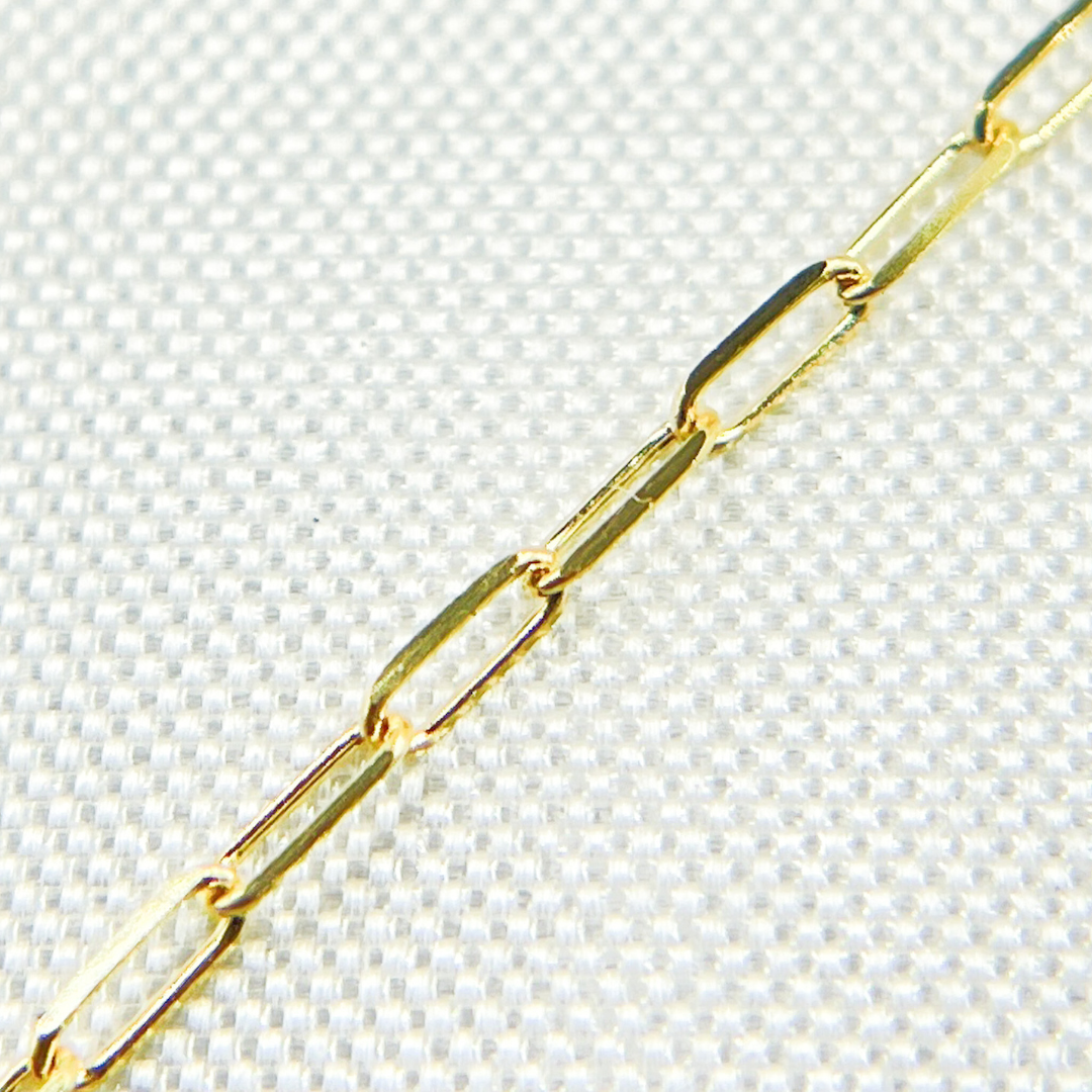 14k Solid Gold Diamond Cut Paper Clip Chain