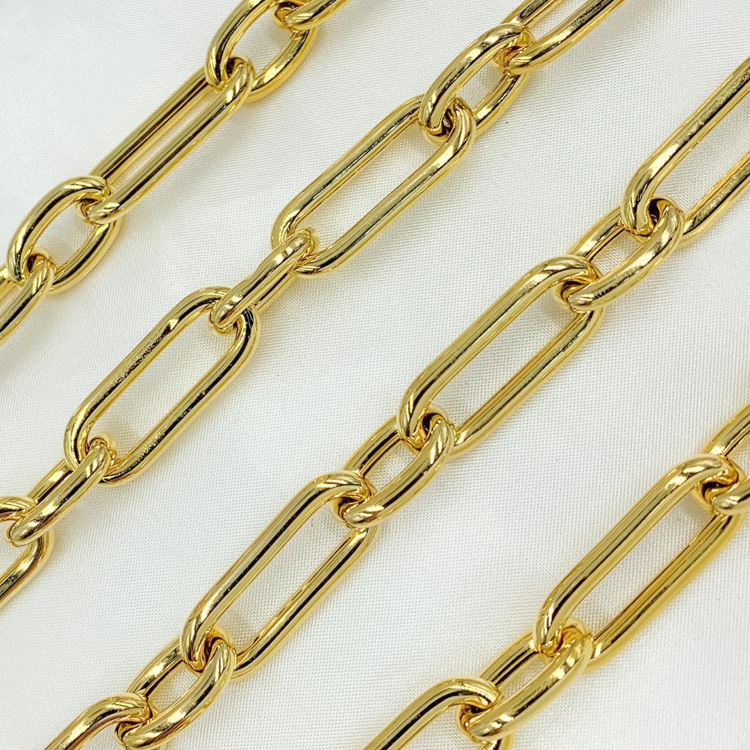 Gold Plated 925 Sterling Silver Smoot Oval Link Hollow Chain