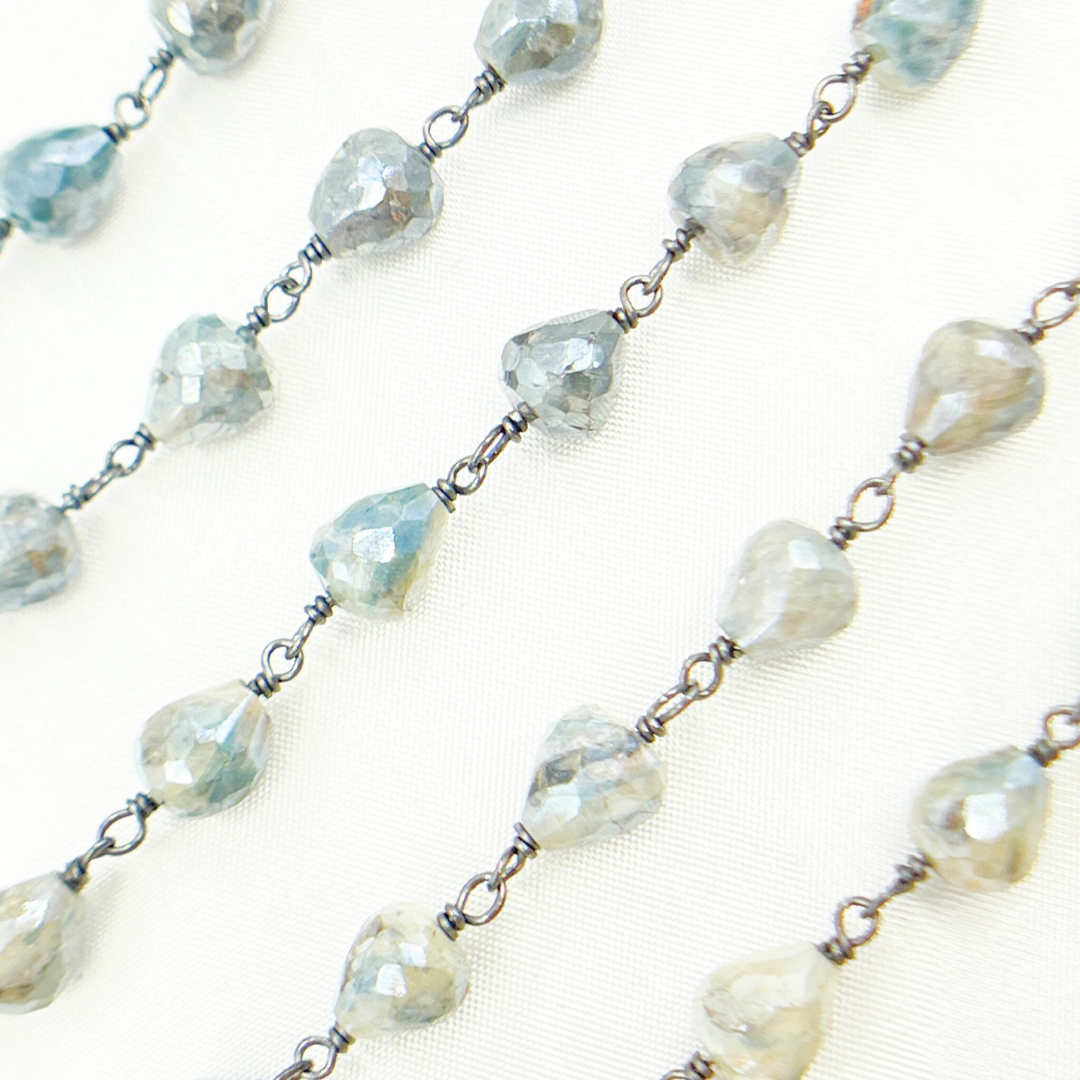 Coated Quartz Tear Drop Shape Oxidized Wire Chain