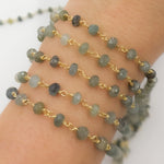 Load image into Gallery viewer, MOAQ3. Gold Plated Sterling Silver Moss Aquamarine Wire Chain
