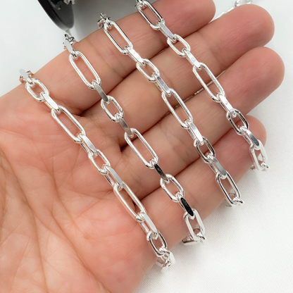 Sterling Silver Diamond Cut Long & Short Link Chain