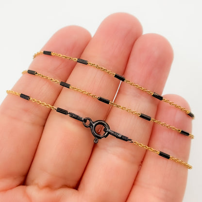 Gold Plated and Black Rhodium Sterling Silver Satellite Bars Chain