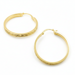 Load image into Gallery viewer, GER57. 14K Gold Hollow Flat Round Hoop Earrings with Texture