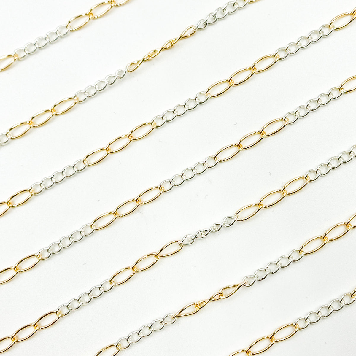 2453CTT. Gold Filled and Sterling Silver Long and Short Link Chain