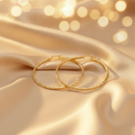 Load image into Gallery viewer, GER157. 14K Solid Gold Hollow Flat Diamond Cut Hoop