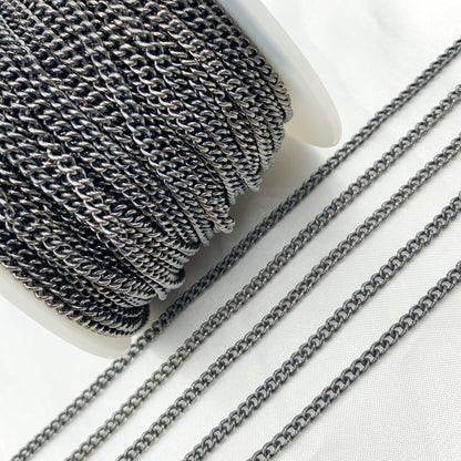 Oxidized Sterling Silver Curb Chain