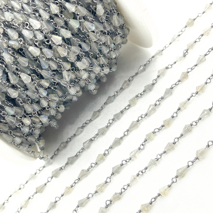 Labradorite Cone Shape Oxidized Wire Chain.