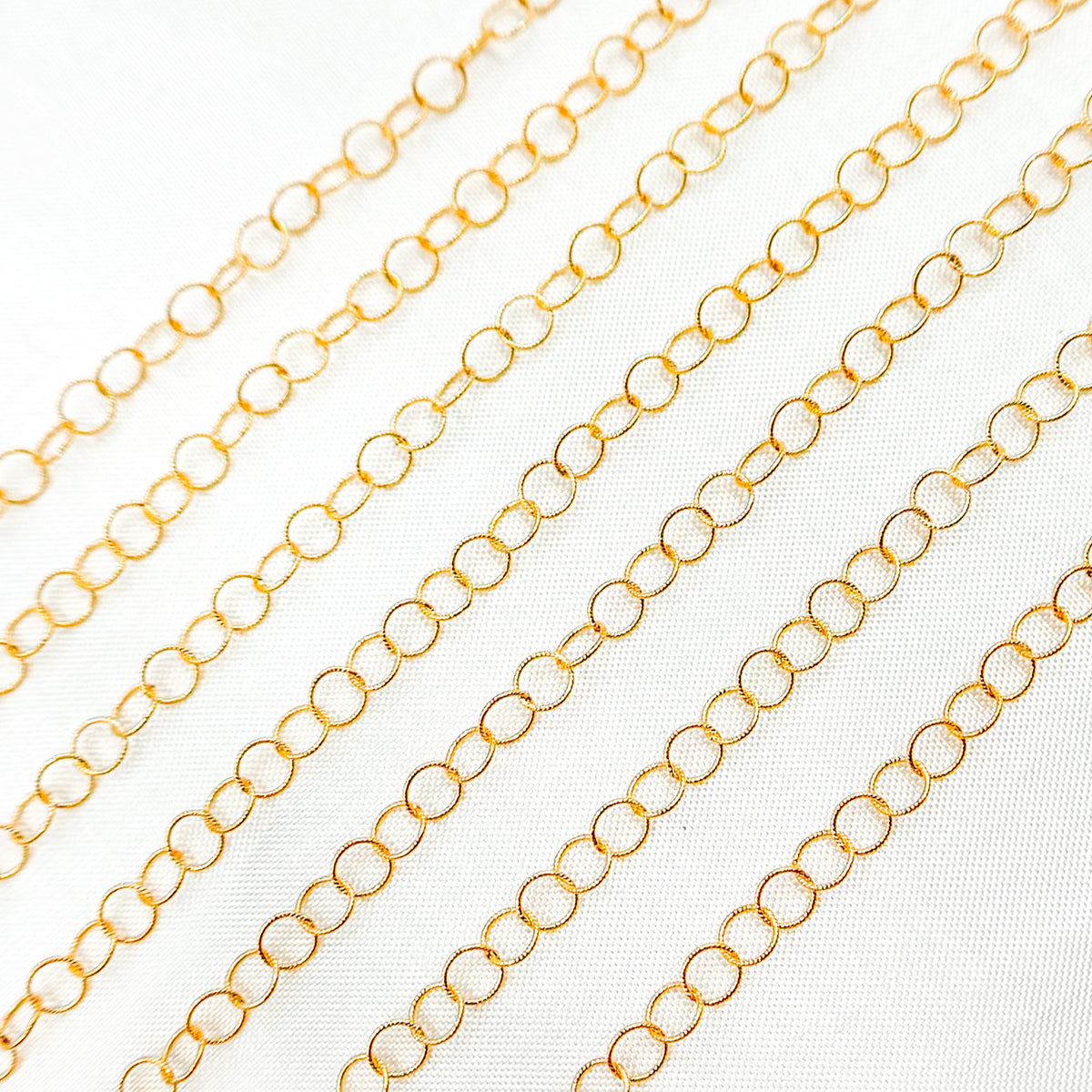 14K Gold Filled Twisted Round Link Chain