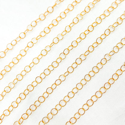 14K Gold Filled Twisted Round Link Chain