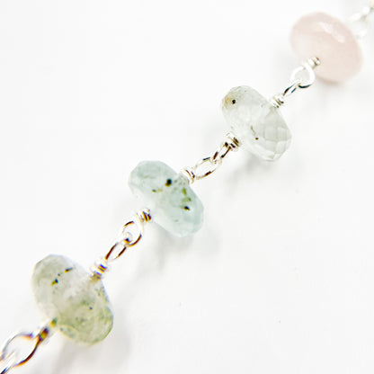 Multi Aquamarine Sterling Silver Wire Chain