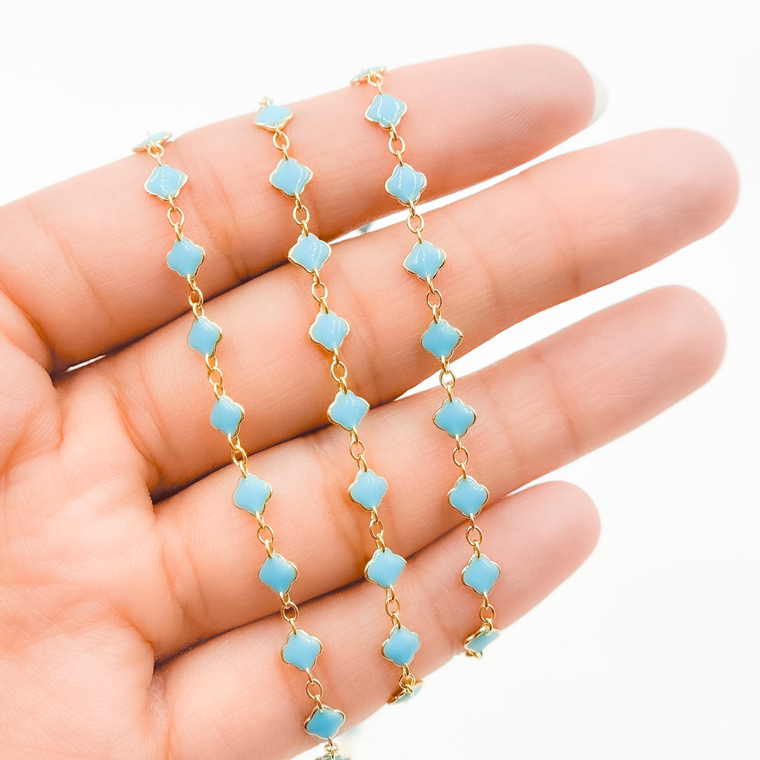 V315ENGF. 14K Gold Filled Enamel Clover Link Chains