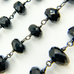 Load image into Gallery viewer, Black Spinel Rondel Faceted Wire Chain. BSP6
