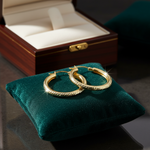 Load image into Gallery viewer, GER61. 14K Hollow Gold Diamond Cut Hoop Earrings