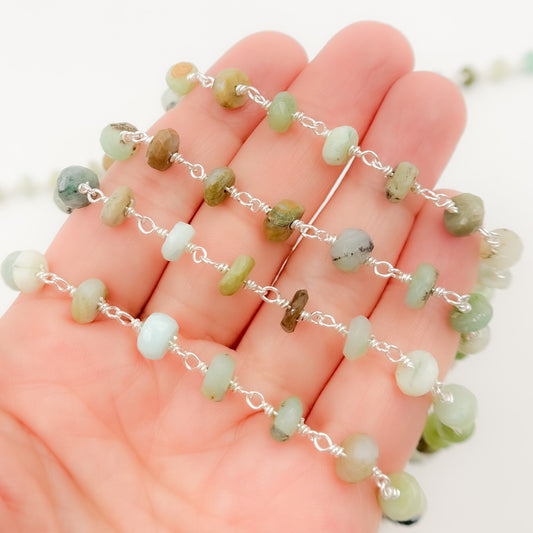 Peruvian Opal Sterling Silver Wire Chain