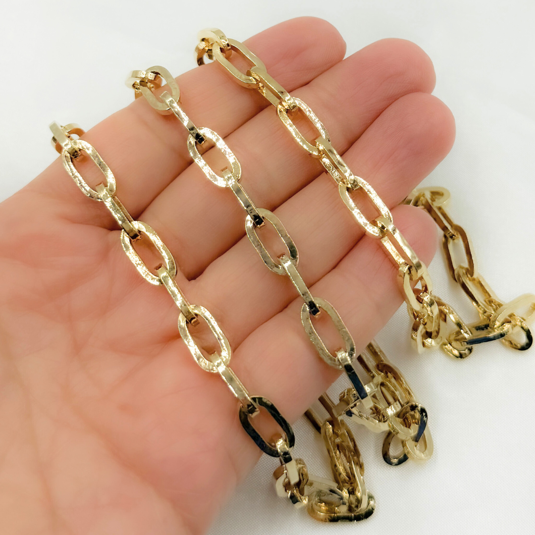Y95GP. Gold Plated 925 Sterling Silver Thick Paperclip Chain