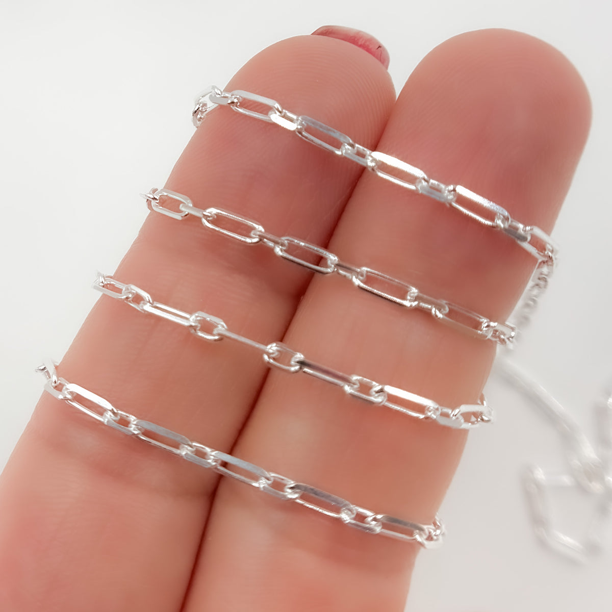 Sterling Silver Diamond Cut Paperclip Chain