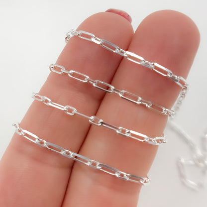 Sterling Silver Diamond Cut Paperclip Chain