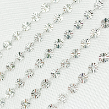 925 Sterling Silver Diamond Cut Disc Link Chain.
