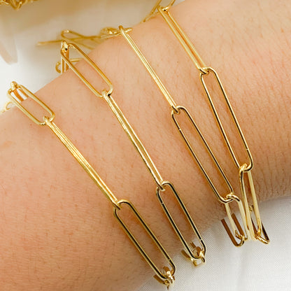 V40GP. Gold Plated 925 Sterling Silver Long Oval Link Chain