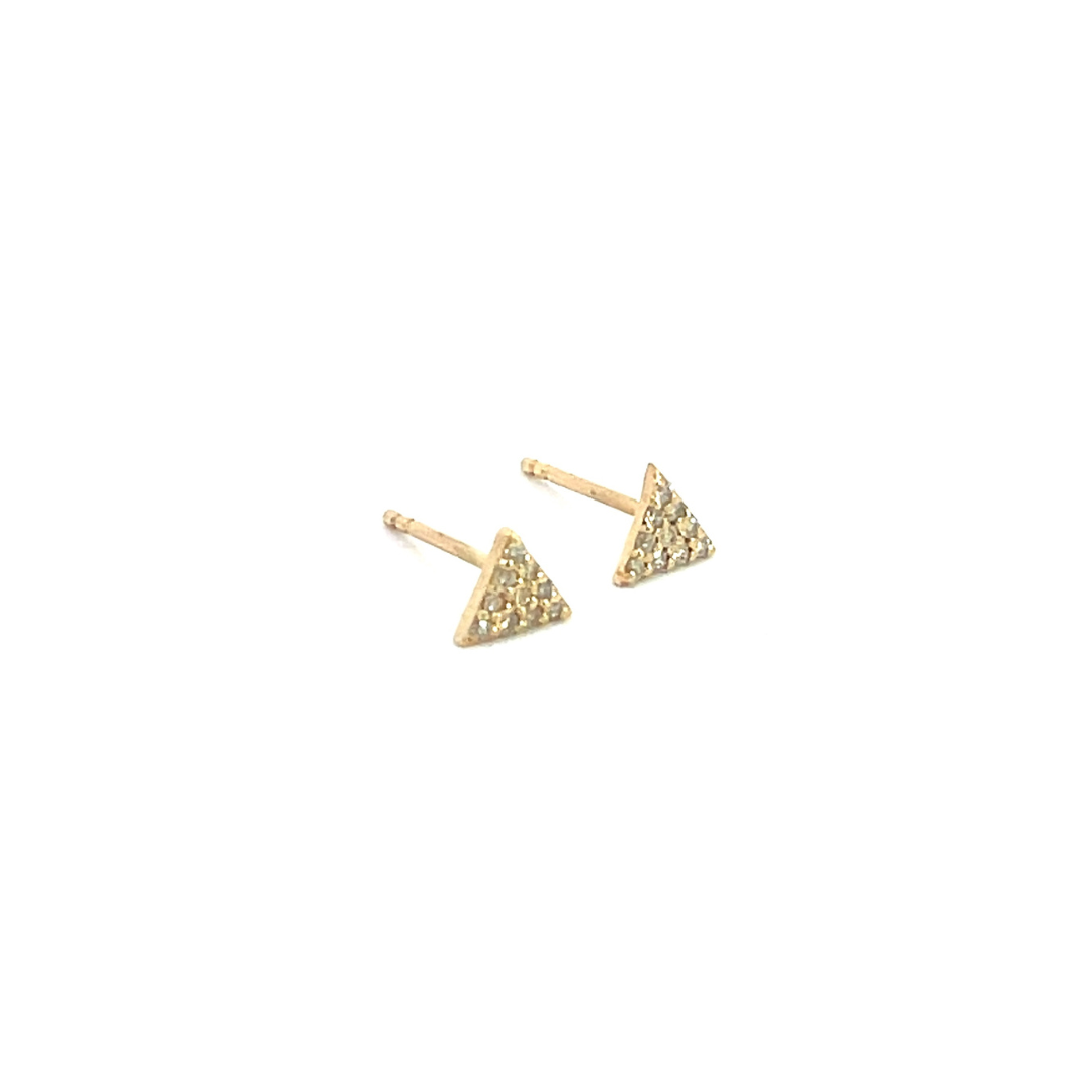 EFC54162. 14K Solid Gold and Diamonds Triangle Studs