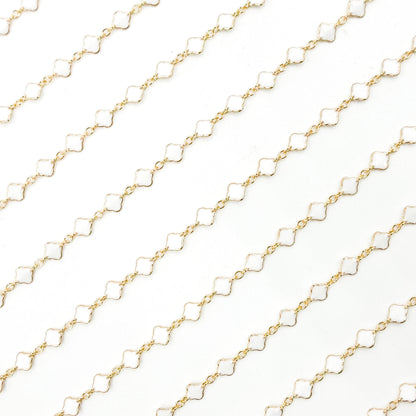 V315ENGF. 14K Gold Filled Enamel Clover Link Chains