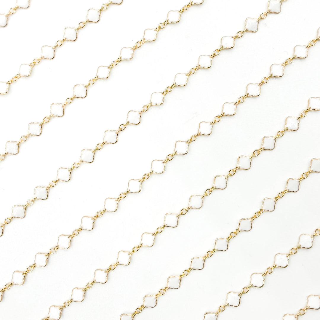 V315ENGF. 14K Gold Filled Enamel Clover Link Chains