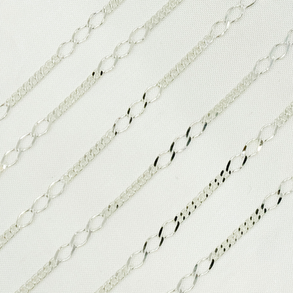 Sterling Silver 3 Links Long and Curb Chain in Between