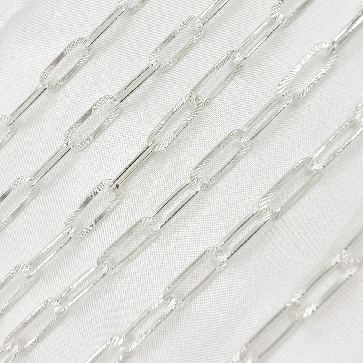 Sterling Silver Flat Textured Paperclip Chain