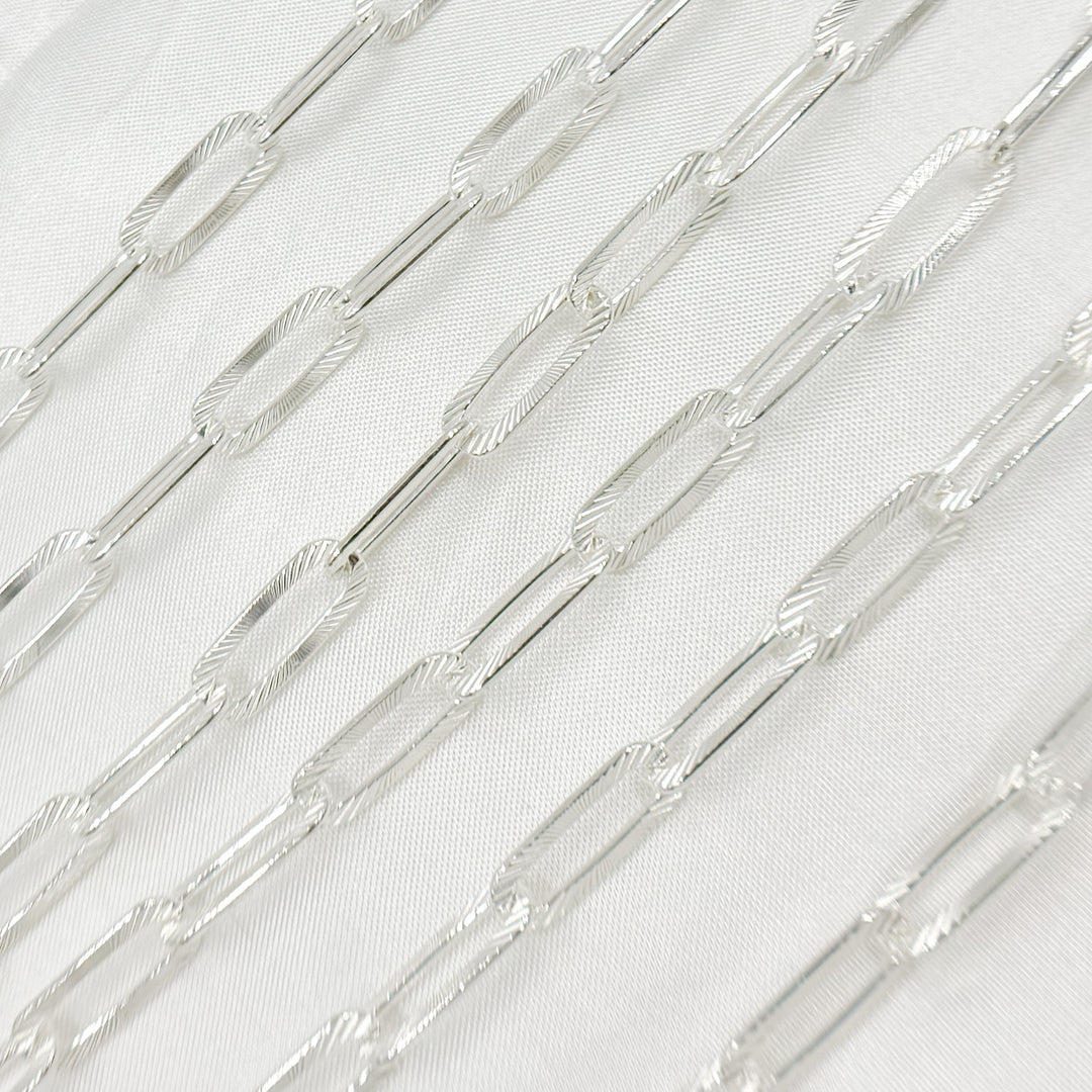 Y58S04SS. Sterling Silver Flat Textured Paperclip Chain