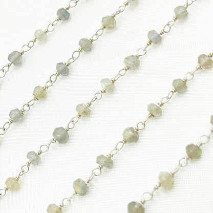 LAB105. Labradorite 925 Sterling Silver Wire Chain