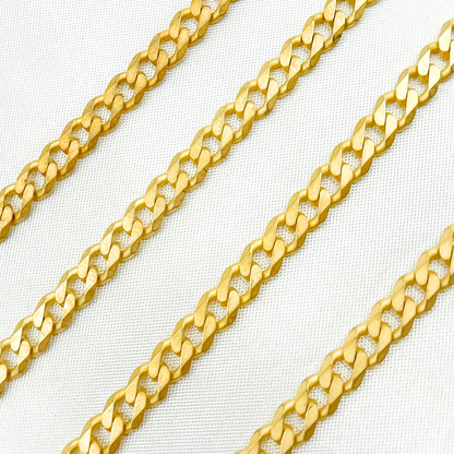 Gold Plated Matte Sterling Silver Flat Curb Chain