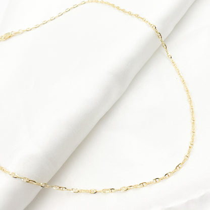 14K Solid Gold Diamond Cut Marina Link Chain
