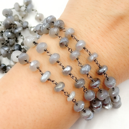 Coated Moonstone Oxidized Wire Chain.