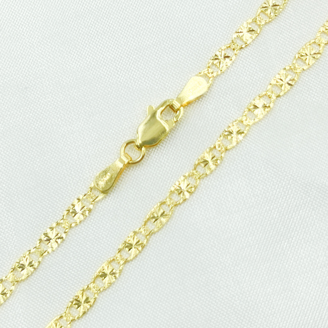 060FVSV1BPS2D4L669. 14K Solid Gold Diamond Cut Marina Link