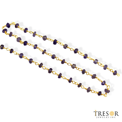 IOL1. Iolite Gold Plated 925 Sterling Silver Wire Chain