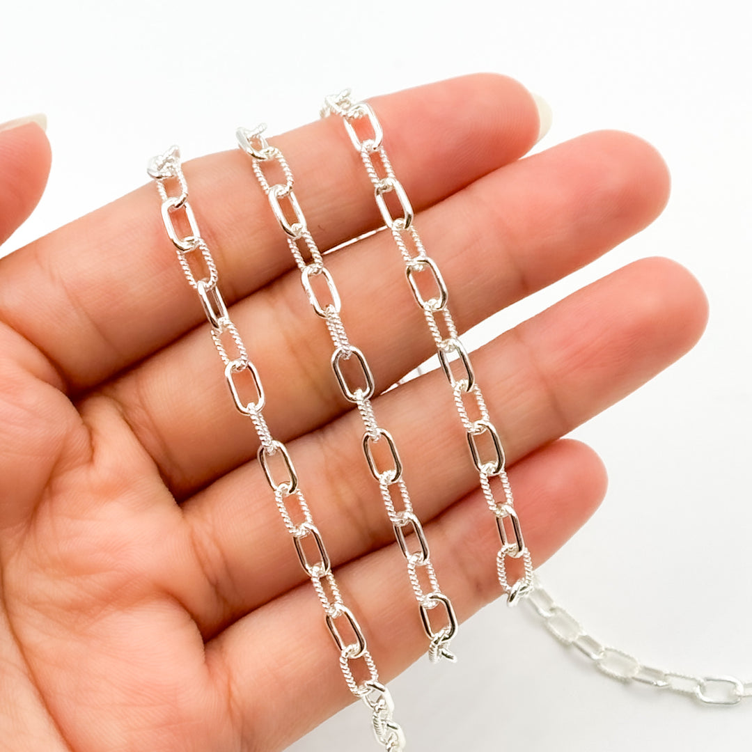 Buy Now 925 Sterling Silver Elongated Twisted and Plain Cable Link Chain