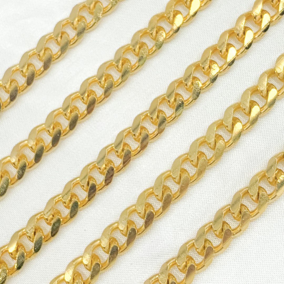 Gold Plated 925 Sterling Silver Matte Curb Chain. X32GPM