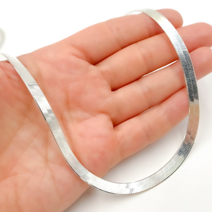 Sterling Silver 5.5mm Herringbone Necklace