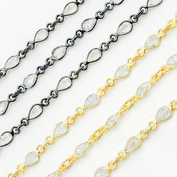 Cubic Zirconia Pear Shape Connected Chain