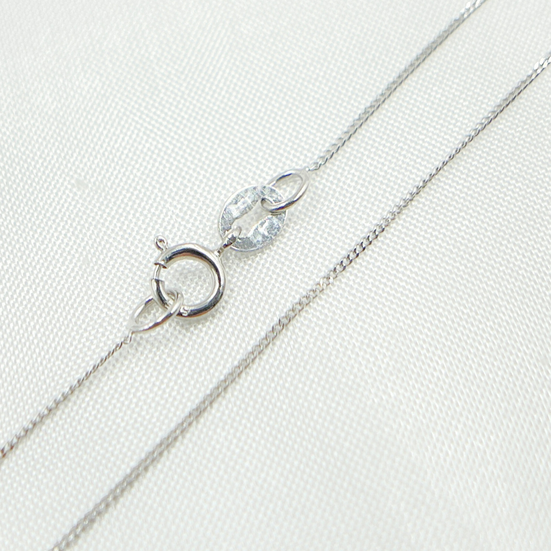14k Solid White Gold Curb Chain