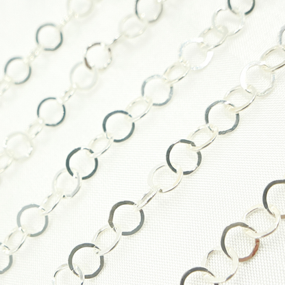 Sterling Silver Flat Round Link Chain