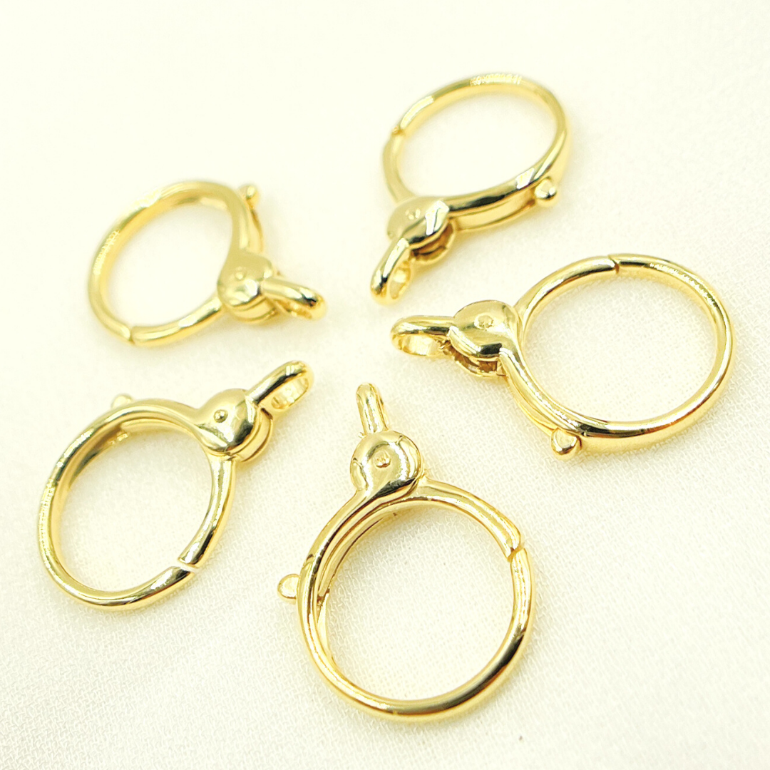 Gold Plated 925 Sterling Silver Round Trigger Clasp 23x16mm. 239