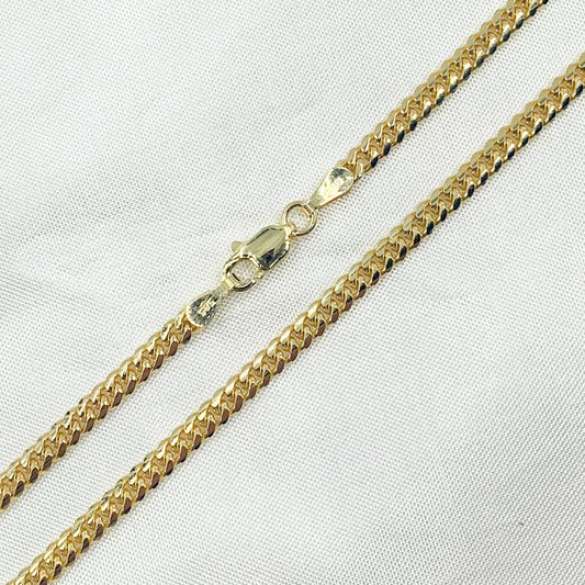 14K Solid Yellow Gold Flat Curb Necklace