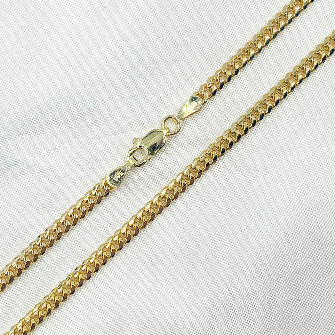 14K Solid Yellow Gold Flat Curb Necklace. 080R04GGA3