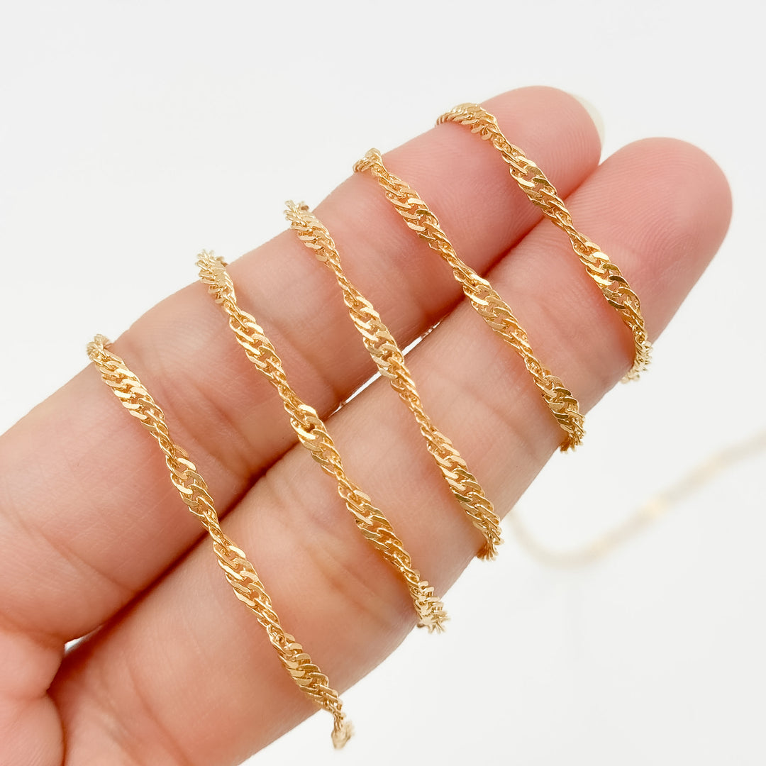 V317GF. 14K Gold Filled Twisted Singapore Unfinished Chain