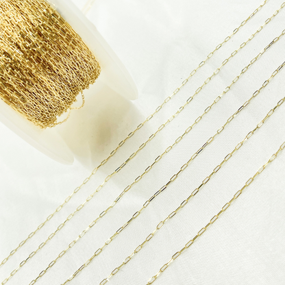 14k Solid Gold Diamond Cut Paper Clip Chain