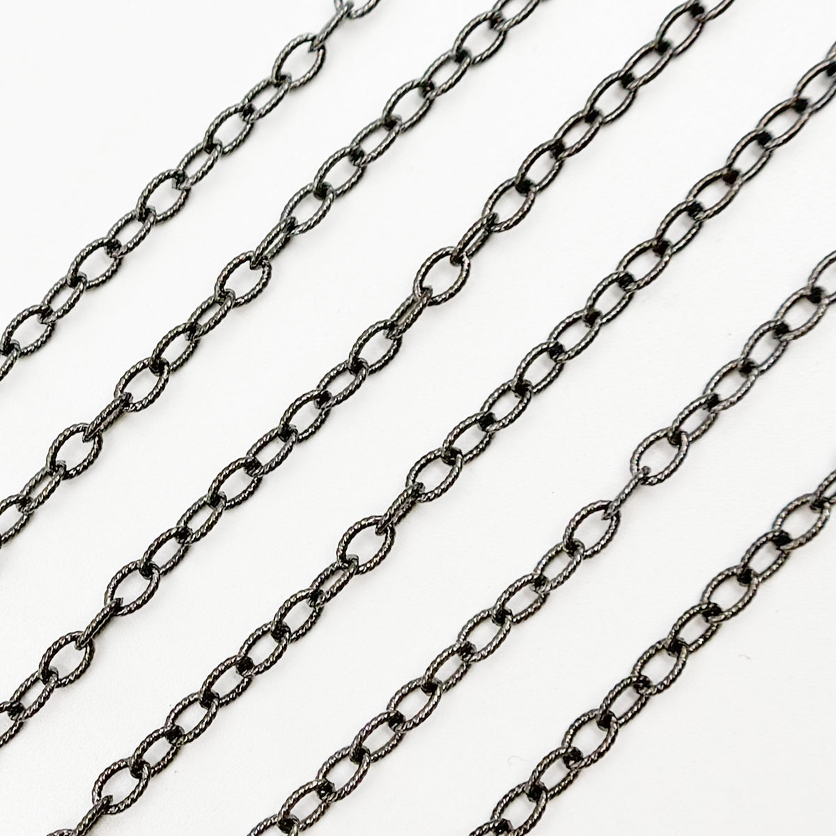 Black Rhodium Sterling Silver Twisted Oval Link Chain
