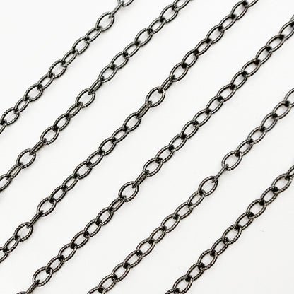 Black Rhodium Sterling Silver Twisted Oval Link Chain