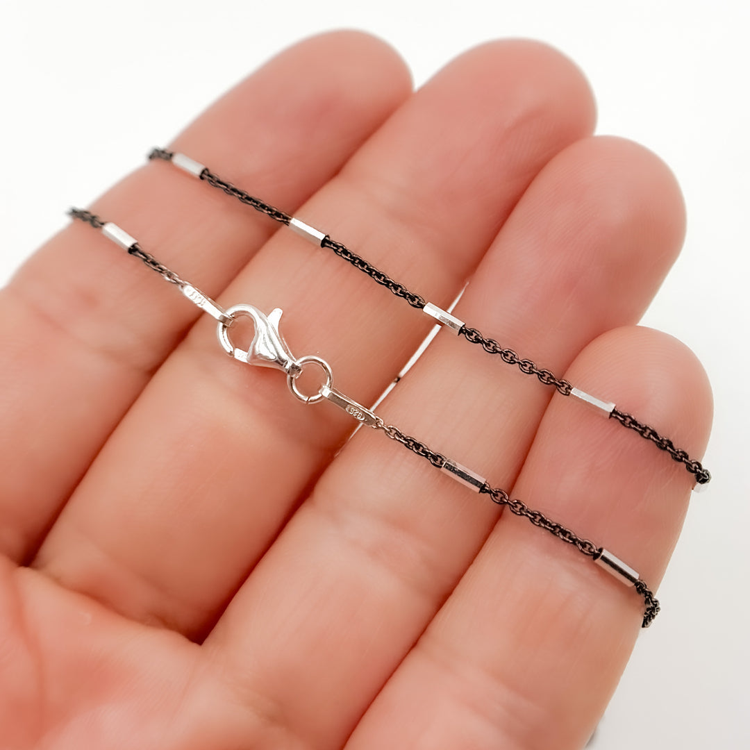 Cable Oxidized Black and Silver Chain with tubes