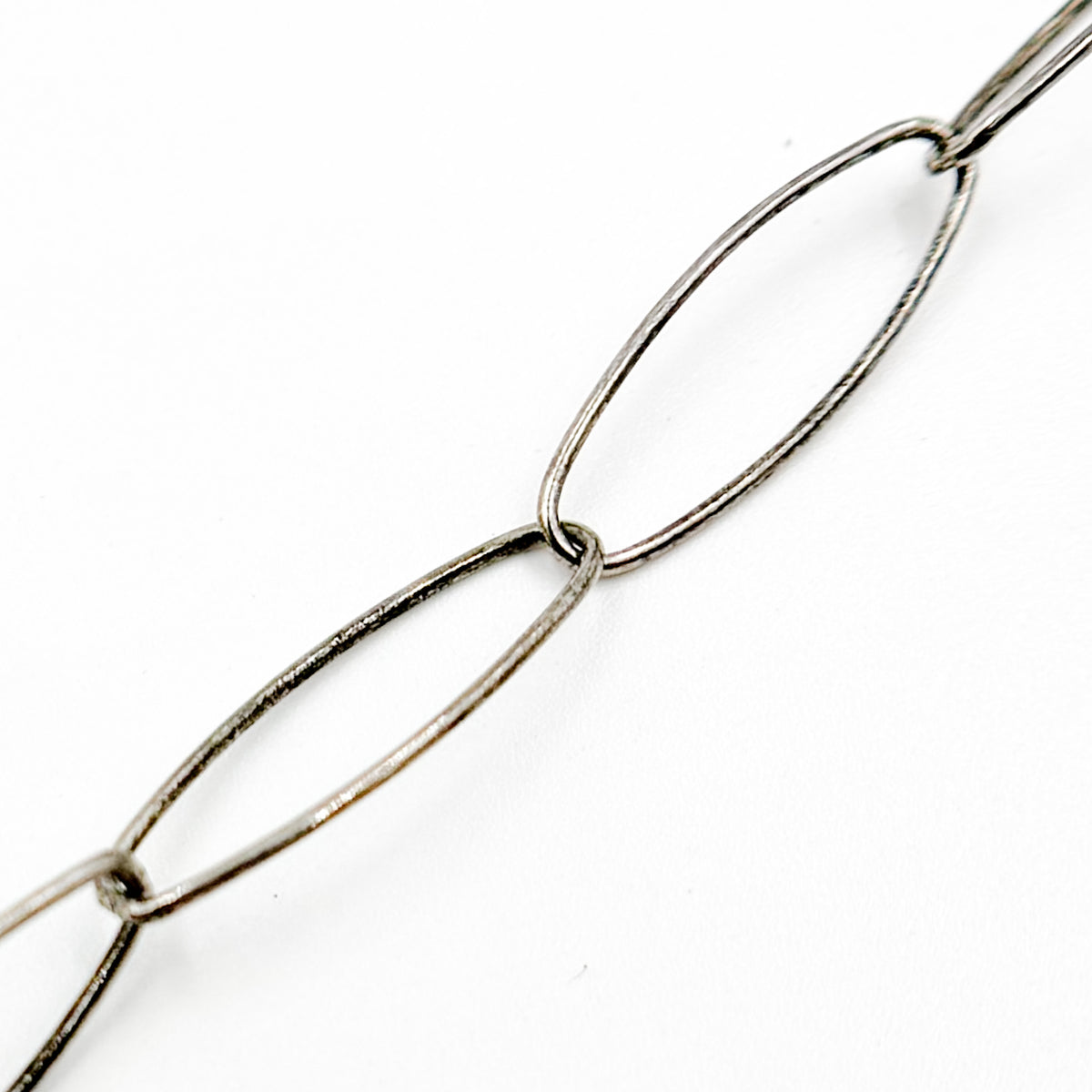 Oxidized Sterling Silver Smooth Marquis Shape Link Chain